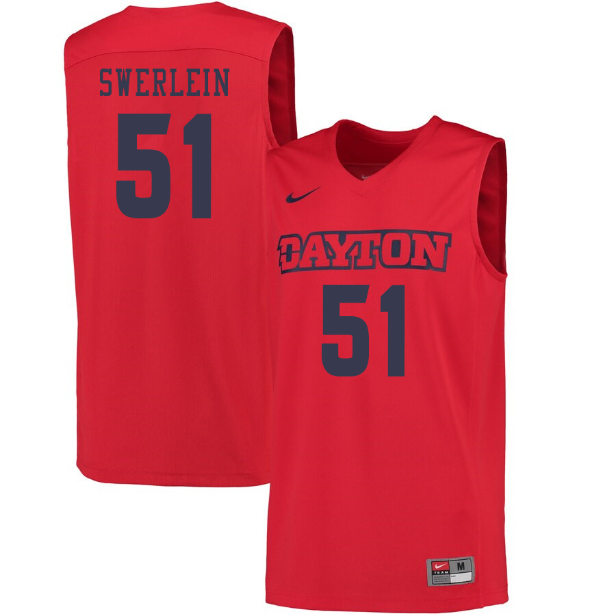 Men #51 Drew Swerlein Dayton Flyers College Basketball Jerseys Sale-Red